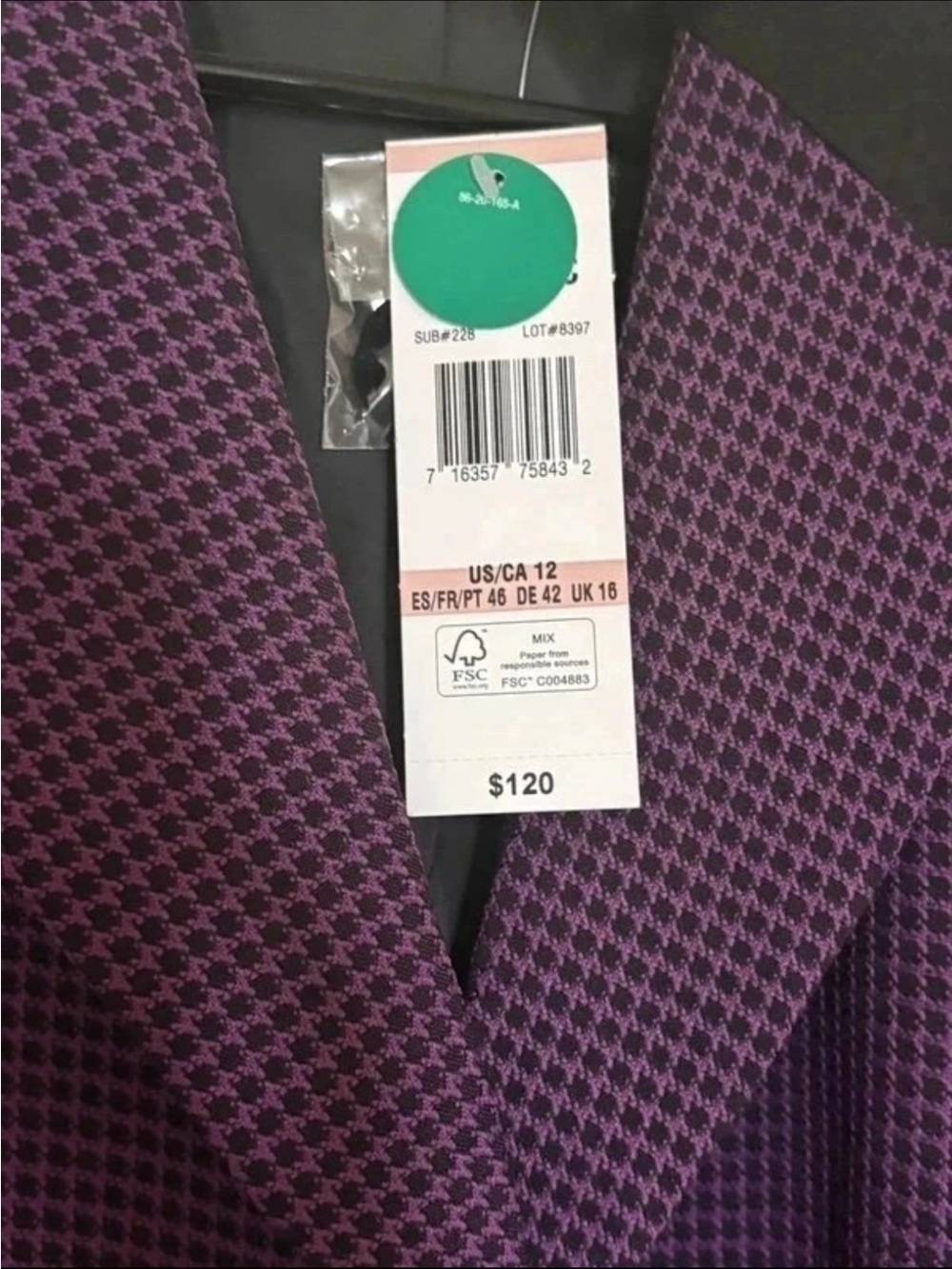 Le Suit Purple Blazer - US/CA 12